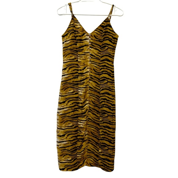 PrettyLittleThing Tiger Print Midi Slip Dress - Picture 1 of 4